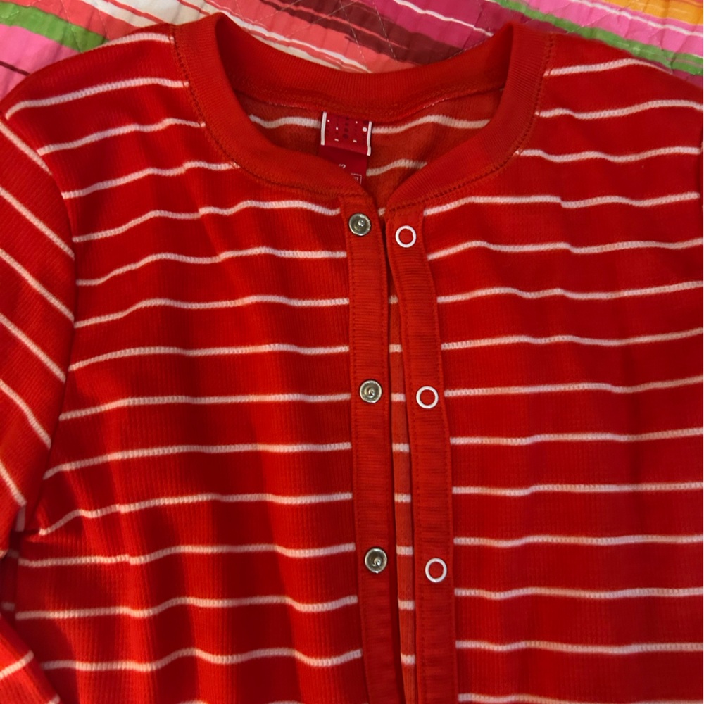 Christmas Long-John red and White Striped kids long -John pjs